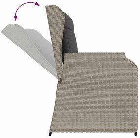 Kerti pad párnával Világosszürke Poli rattan