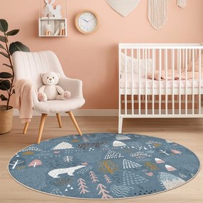 Kék mosható gyerek szőnyeg ø150 cm Forest Land – Mila Home