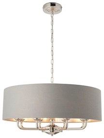 Endon 94415 - Csillár láncon HIGHCLERE 8xE14/40W/230V szürke/fényezett króm