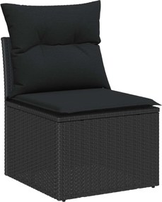 vidaXL Kerti Kanapé Szett párnával 14 pcs Fekete polirattan