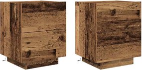 vidaXL Éjjeliszekrény fiókkal 2 pcs Öreg fa 45 x 40 x 55 cm Faanyag