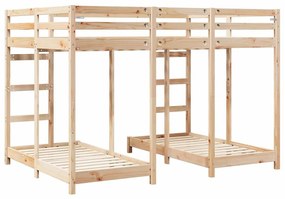 vidaXL Háromszintes emeletes ágykeret Barna 140 x 200 cm Tömör fenyőfa
