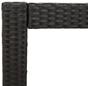 fekete polyrattan kerti kisasztal fa asztallappal 60x40x75 cm