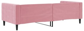 rózsaszín bársony kanapéágy 90 x 200 cm