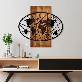 World fém fa fali dekoráció, 57×62 cm