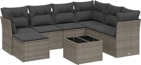 vidaXL 8 részes szürke polyrattan kerti ülőgarnitúra párnákkal