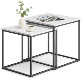 2 db-os QUADRO dohányzóasztal szett, fehér