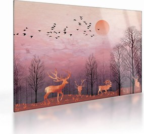 Kép - Szarvas a lenyugvó nap fényében (üvegen) (70x50 cm)