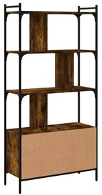 füstös tölgy szerelt fa könyvespolc ajtókkal 76,5x30x154,5 cm