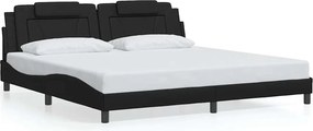 vidaXL fekete műbőr ágykeret Viana matrac nélkül 200x200 cm