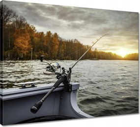 Vászonkép 50x40 Horgászat a csónakból Halak