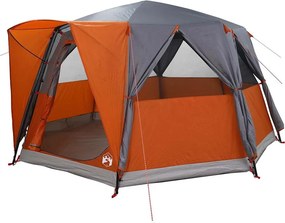 vidaXL Hat fős cabin sátor Szürke és narancs 425 x 396 x 222 cm