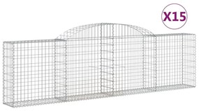 15 db íves horganyzott vas gabion kosár 300x30x80/100 cm