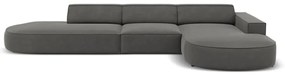 Szürke bársony sarokkanapé (jobb oldali) Jodie - Micadoni Home