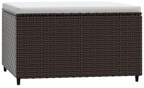 2 db barna polyrattan kerti lábtartó párnával