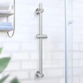 Fényes ezüstszínű öntapadós rozsdamentes acél zuhanytartó tolható tartóval 70 cm – Wenko