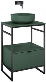AREZZO design NEBO alsószekrény 60 cm-es, 1 fiókkal, matt zöld, matt fekete (2 doboz)