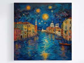Poszter Tájkép Olaj Olaszország Velence Éjszaka Csillagok Égbolt 80x80