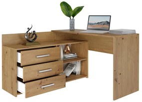 Dany sarok íróasztal polccal, tárolóval, tölgy