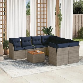 9 részes szürke polyrattan kerti ülőgarnitúra párnával
