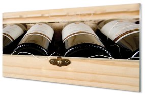Üvegképek Palack bort egy dobozban 100x50 cm