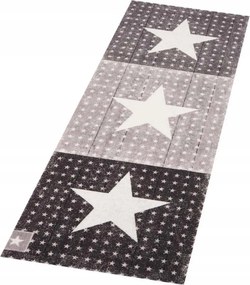 Szürke-fekete konyhai szőnyeg,csúszásgátló szőnyeg csillagokkal 45x140cm