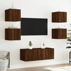 barna tölgyszínű fali TV-szekrény LED-del 30,5x35x30 cm