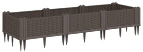barna polipropilén kerti virágláda cövekekkel 125x40x28,5 cm
