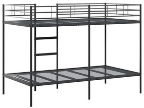fekete acél emeletes ágy matrac nélkül 100 x 200 cm