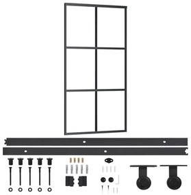 ESG üveg és alumínium tolóajtó fémszerelvény-szettel 102x205 cm