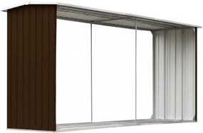 barna horganyzott acél kerti tűzifatároló 330 x 92 x 153 cm