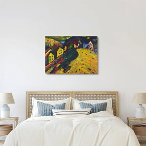 Üveg kép - Vasily Kandinsky, Houses at Murnau, reprodukciók (70x50 cm)