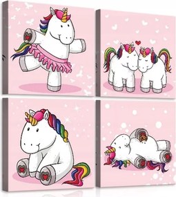 Vászonkép 50x50 Unikornis moduláris gyerek dekoráció szivárvány mágia aranyos