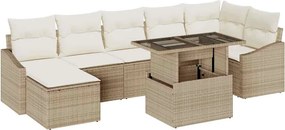 vidaXL Kerti Kanapé Szett párnával 8 pcs Beige és krém polirattan
