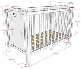 Fehér borovi fenyő babaágy 60x120 cm Amori – Vipack