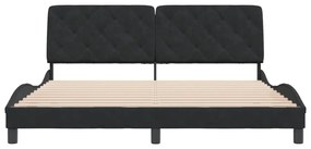 fekete bársony ágykeret matrac nélkül 180 x 200 cm