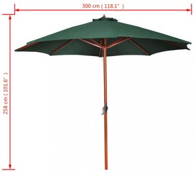 zöld napernyő 258 cm