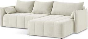 Bézs kinyitható-tárolóhelyes sarokkanapé (jobb oldali-heverő résszel) Moku – Makamii
