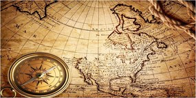 Fotótapéta üvegfalra Iránytű a térképen 140x70