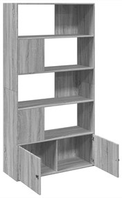 szürke sonoma színű szerelt fa könyvespolc 100 x 36 x 189 cm