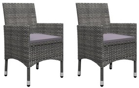 3 részes szürke polyrattan és akácfa bisztrószett