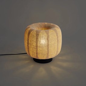 Japandi asztali lámpa fekete bézs vászonernyővel 27 cm - Nami