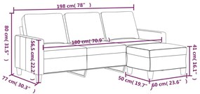 3 személyes fekete műbőr kanapé lábtartóval 180 cm