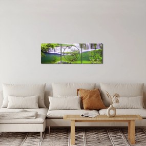 Kép - Huay Mae Khamin vízesések, Kanchanaburi, Thaiföld (órával) (90x30 cm)