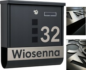 Nagy Című Postaláda (rozsdamentes Acél Tábla) Lézer, fekete