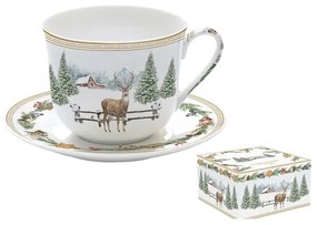 White Forest karácsonyi porcelán nagy csésze aljjal 400 ml