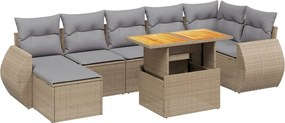 vidaXL 8 részes bézs polyrattan kerti ülőgarnitúra párnával