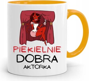 Színésznőnek Színésznő Bögre Sárga Születésnapi Ajándék fényképes nyomtatással