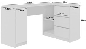 B-20 Számítógép asztal (wenge/fehér, jobb oldali kivitel)