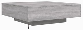 szürke sonoma színű dohányzóasztal LED-lámpákkal 100x100x31 cm